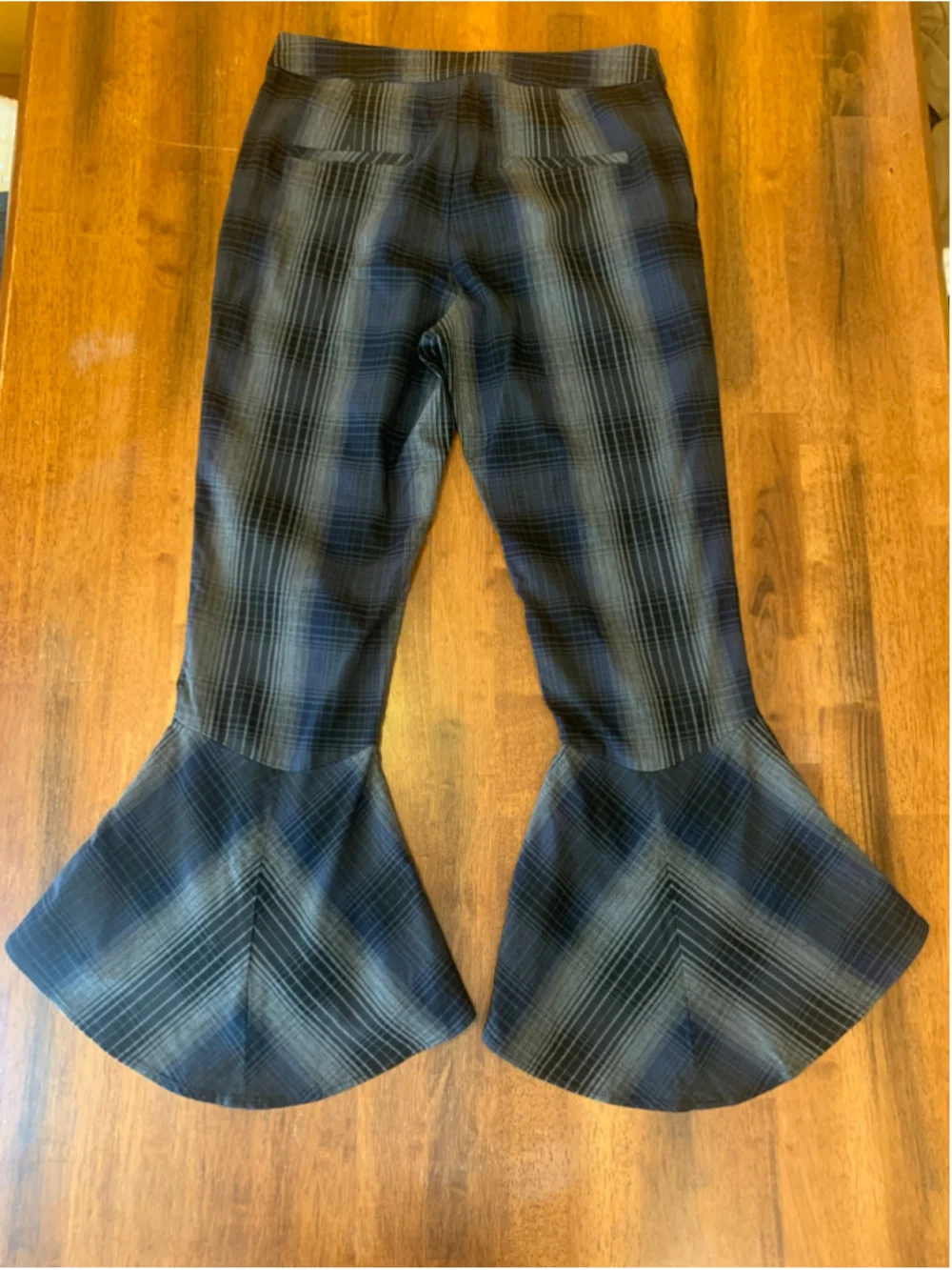 Rachel Rachel Roy Plaid Flare Pants, Size 10, Blue and Grey